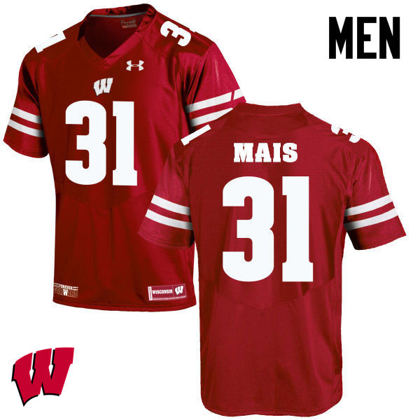 Men Winsconsin Badgers #31 Tyler Mais College Football Jerseys-Red